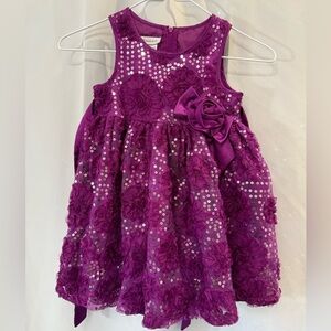 Bonnie Jean Magenta Sequin Floral Dress